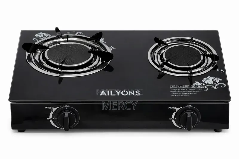 Ailyons Table Top Double Infrared Gas Stove 2 Burner Glass Top