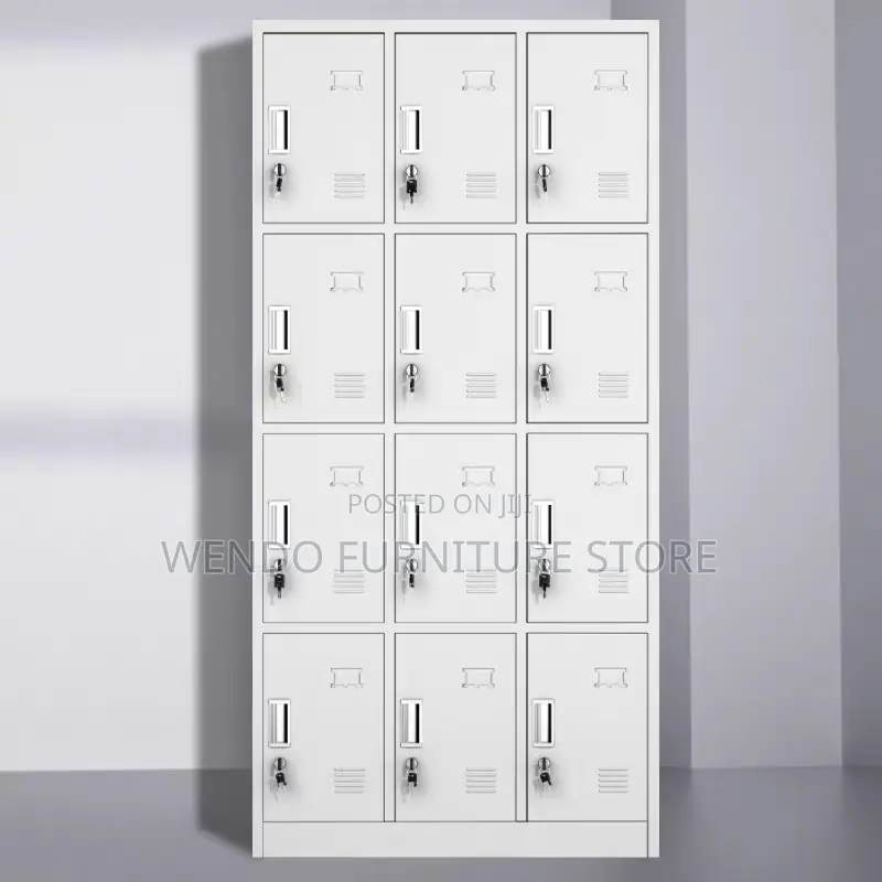 Office Cabinet; Twelve Drawers White-Grey Cabinets