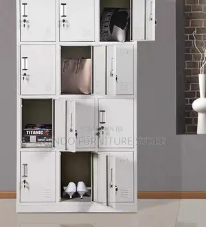 Office Cabinet; Twelve Drawers White-Grey Cabinets
