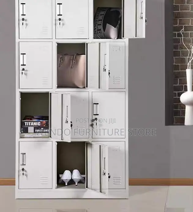 Office Cabinet; Twelve Drawers White-Grey Cabinets