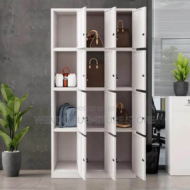 Office Cabinet; Twelve Drawers White-Grey Cabinets