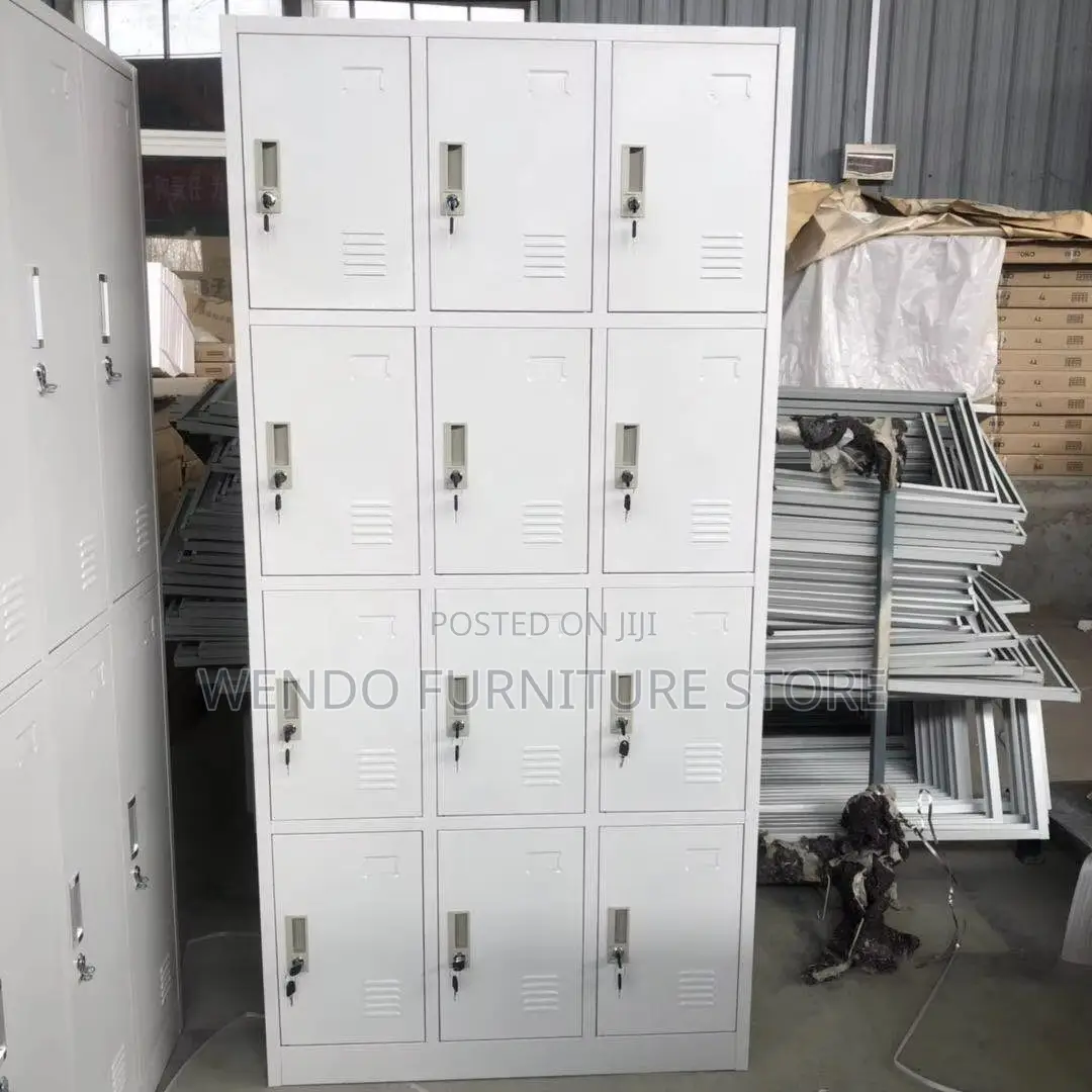 Office Cabinet; Twelve Drawers White-Grey Cabinets
