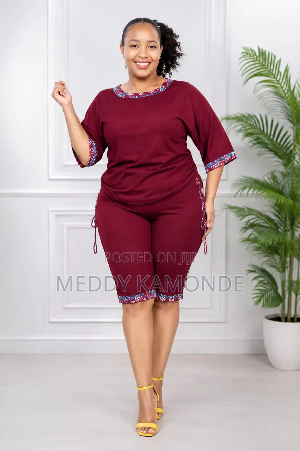 Maroon African Short Set