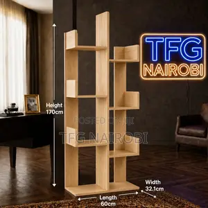 5 Tree Bookshelf - Modern Natural Oak Vertical MDF Bookcase