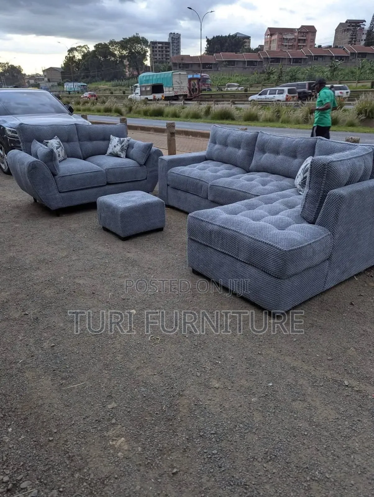 Lshape Grey Spring Plus 2seater