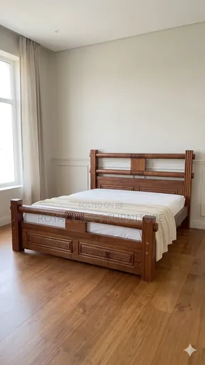 Pure Mahogany King Size Bed (6x6) - Modern Heavy Duty