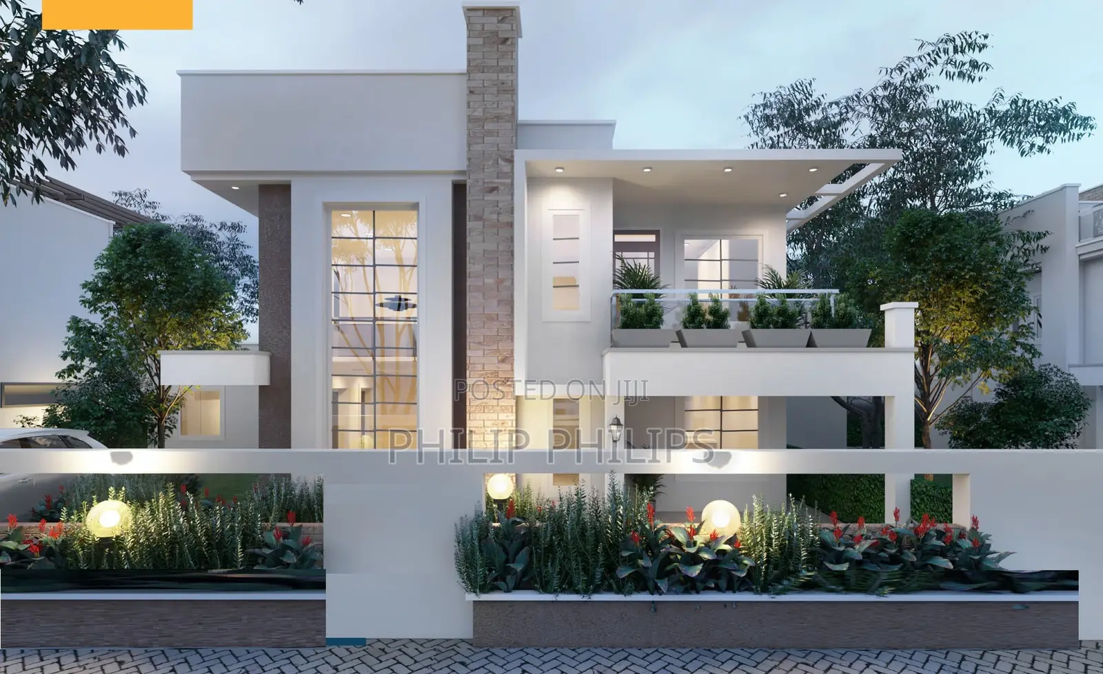 Flat Hidden Roof House Plan