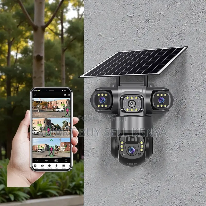 Advanced Technology Outdoor Security 4g Ptz Three Lens Solar Camera