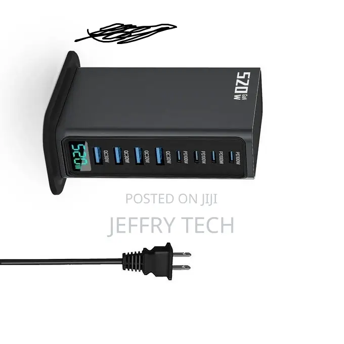 600w Gan Pro Desktop Fast Charger - 8-Port Usb-C Usb-A, 140w Pd