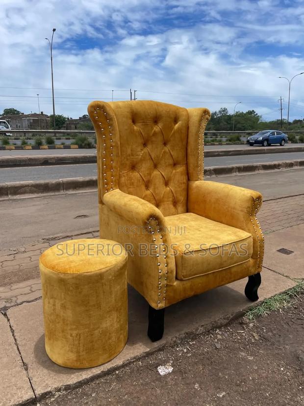 Mustard Gold Wingback Chair + Ottoman