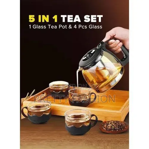 *Heat Resistant Borosilicate Glass 5in1 Tea Pot