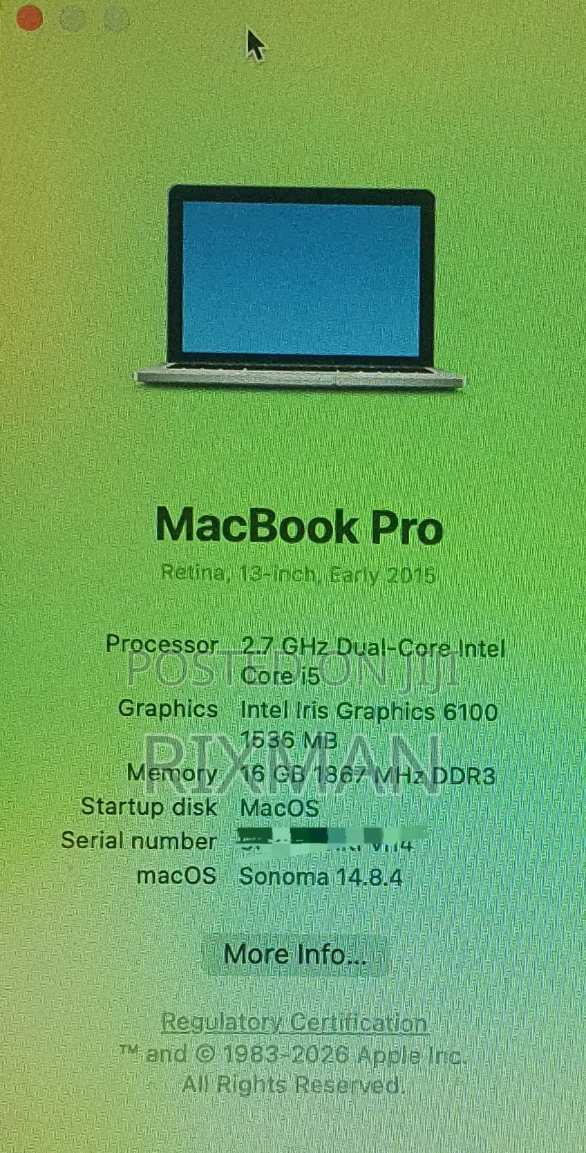 Laptop Apple MacBook Pro 16GB Intel Core i5 SSD 256GB