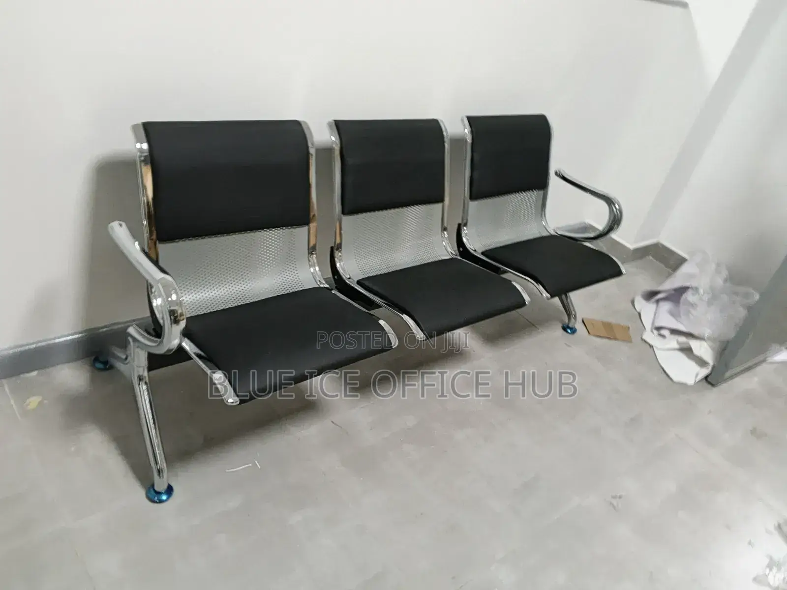 Black Padded Waiting Chair -3 People