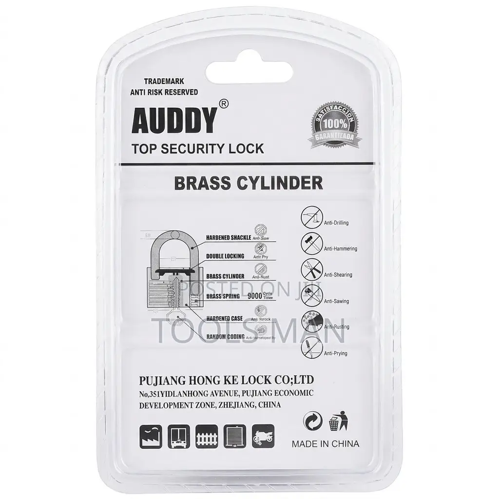 Auddy 40mm Heavy Duty Brass Padlock - Anti-theft Door Gate Lock