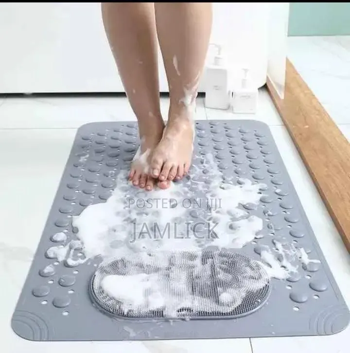 Grey Anti-Slip Washroom Bath Mat -Cl