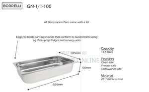 Stainless Steel Single Chaffing Dish Tray Inserts