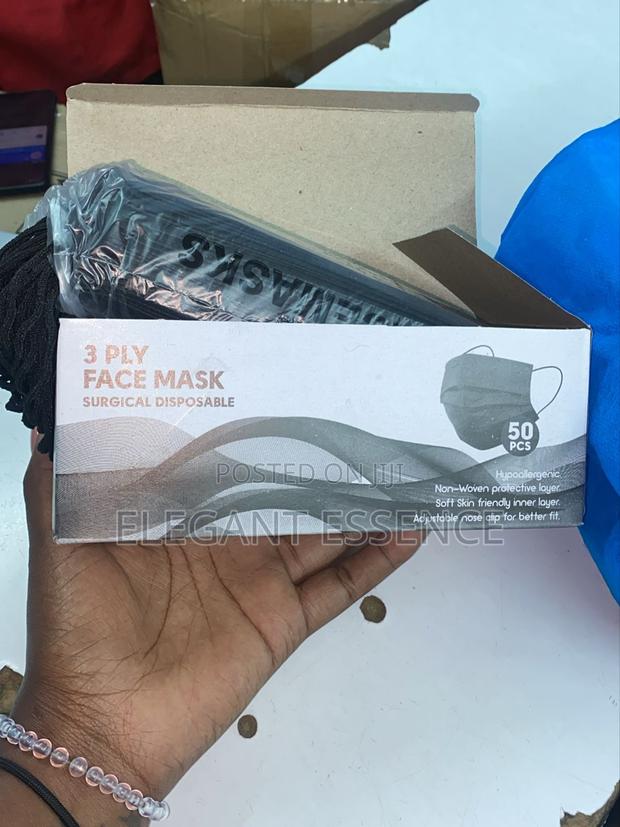 50pcs Surgical Face Mask-Black - thumbnail 3