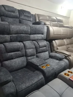 Grey Semi Recliner Sofa