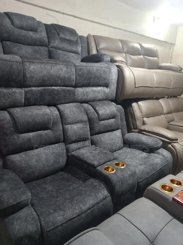 Grey Semi Recliner Sofa