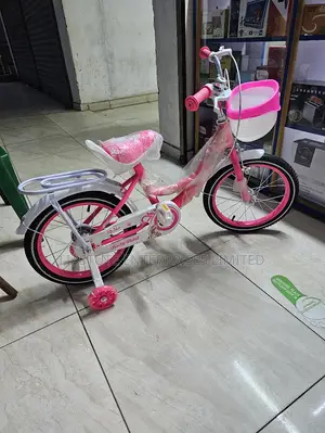 16 Inch Pink Kids Bicycle With Training Wheels Basket