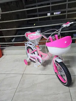 12 Inch Pink Kids Bicycle With Training Wheels Basket