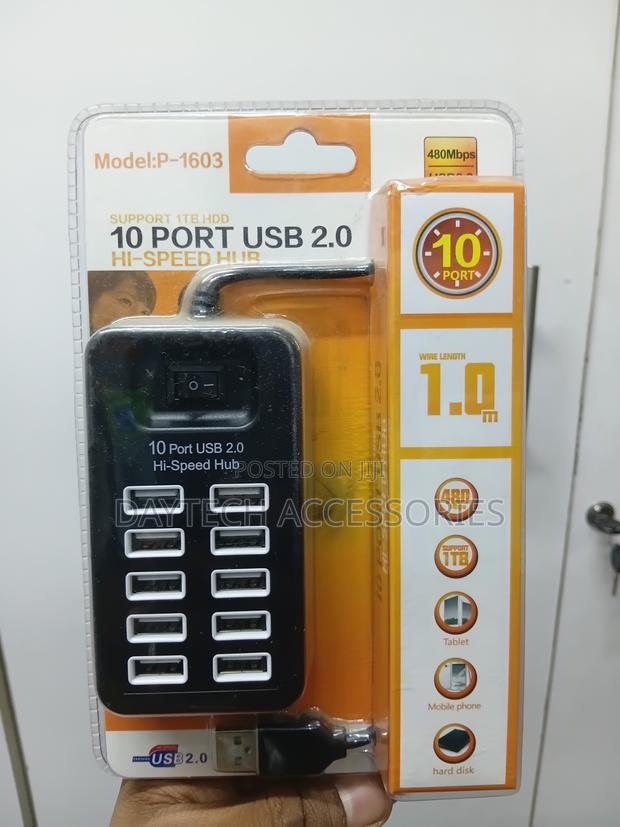 10 Port Usb Hub 2.0 Hi-Speed Hard Disk With Switch. - thumbnail 2