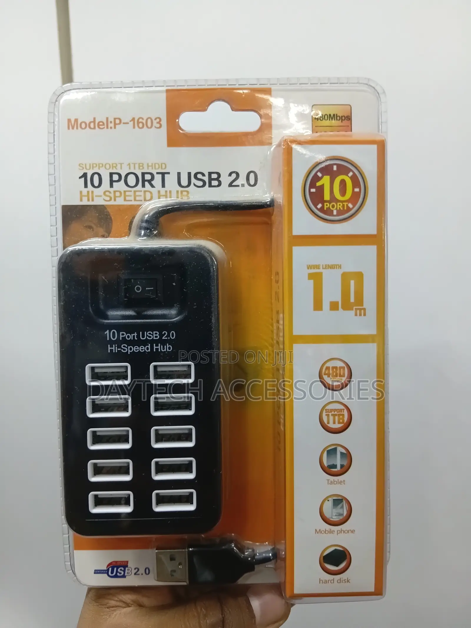 10 Port Usb Hub 2.0 Hi-Speed Hard Disk With Switch.