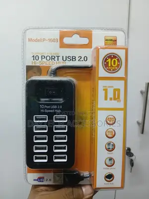 Usb 2.0 10 Port Hub High Speed With Cable on/Off Switch P-1603 - Black