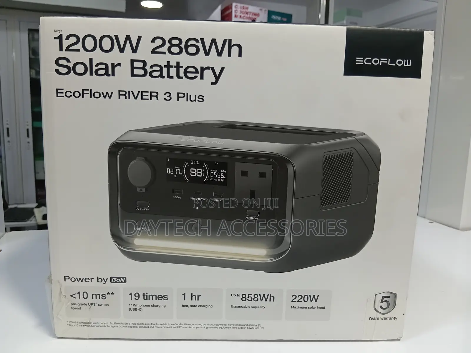 Ecoflow River 3 Plus Portable Power Station With a Capacity of 286wh.