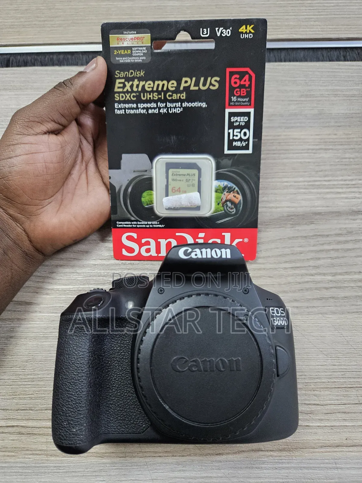 Canon 1300d Body + 64gb Card + Battery and Strap.
