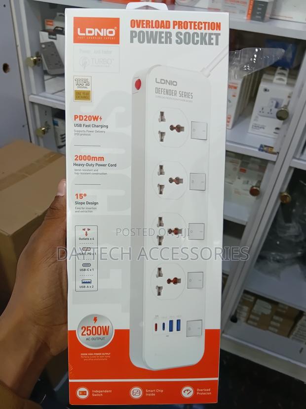 This Is a Ldnio Defender Series Power Strip Socket (Model Sc4408c) - thumbnail 2