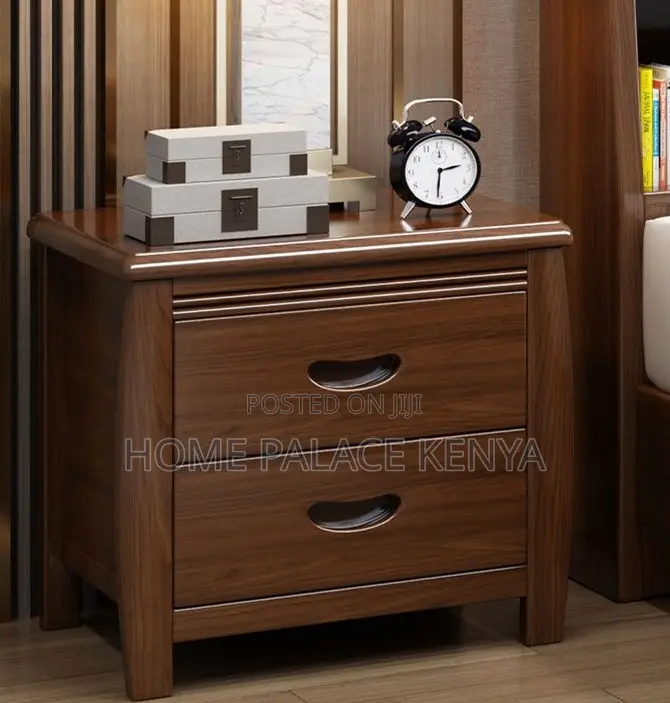 Bedside Stand: Mahogany Bedside Cabinet With 2-Drawer Storage