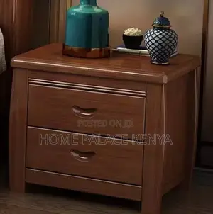 Bedside Stand: Mahogany Bedside Cabinet With 2-Drawer Storage