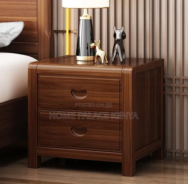 Bedside Stand: Mahogany Bedside Cabinet With 2-Drawer Storage