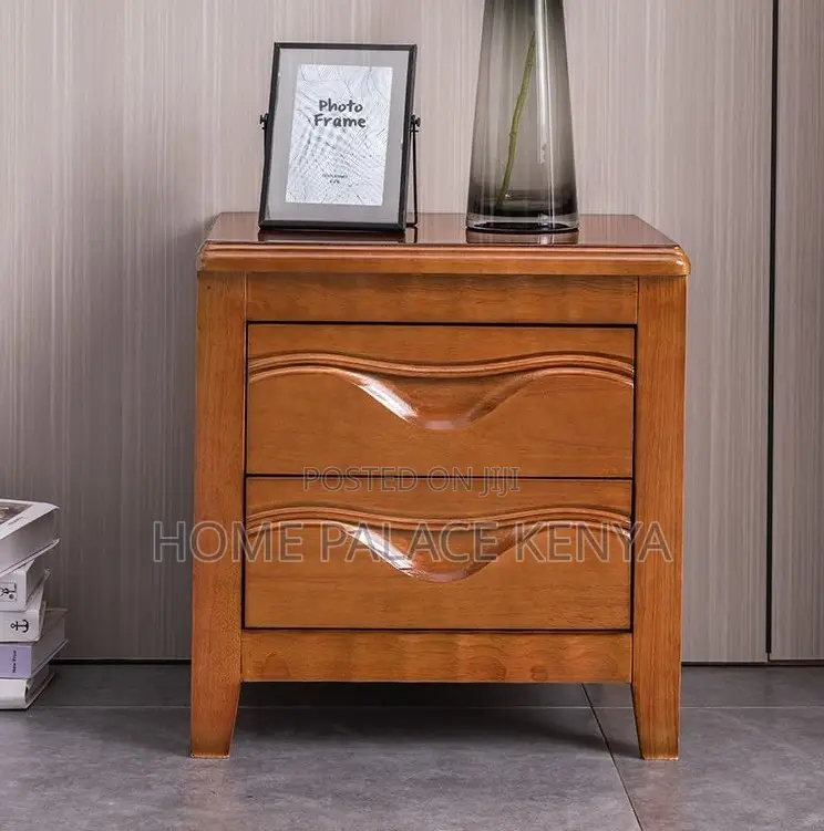 Bedside Stand: Mahogany Bedside Cabinet With 2-Drawer Storage