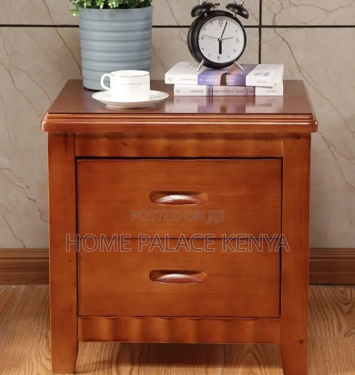 Bedside Stand: Mahogany Bedside Cabinet With 2-Drawer Storage