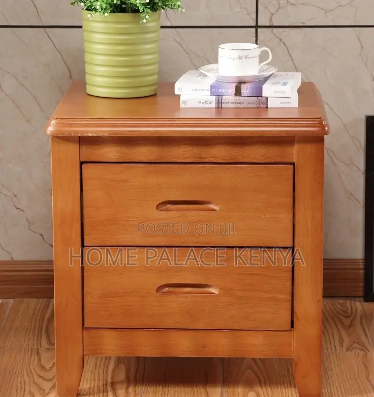 Bedside Stand: Mahogany Bedside Cabinet With 2-Drawer Storage
