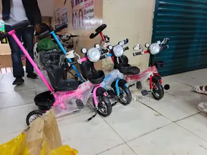 Tricycle With Push Handle: Pink, Red Blue Designed Colors