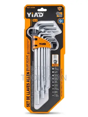 9-Piece Cr-v Hex Allen Key Set (1.5-10mm) - Heavy Duty Durability
