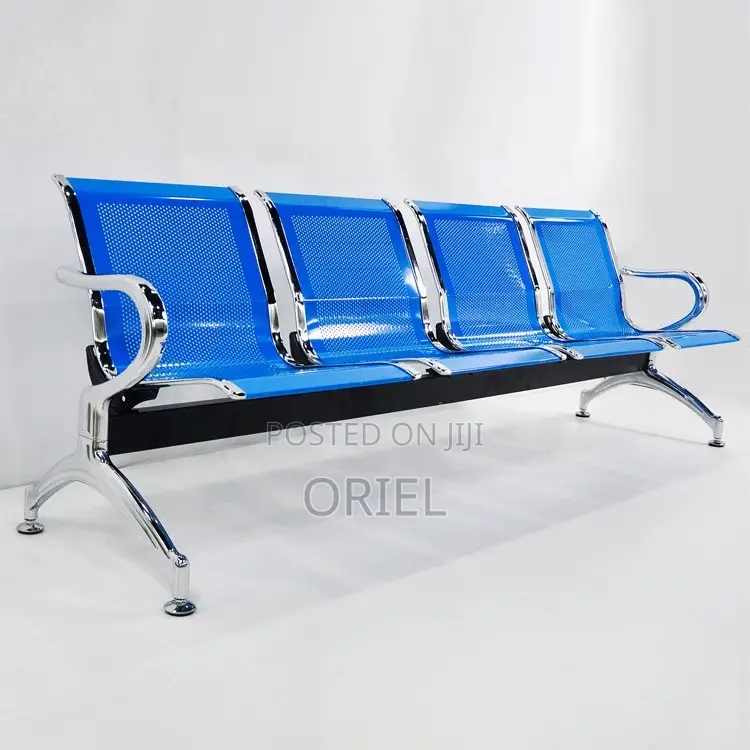 Office Bench : 4-Seater Blue Office Bench