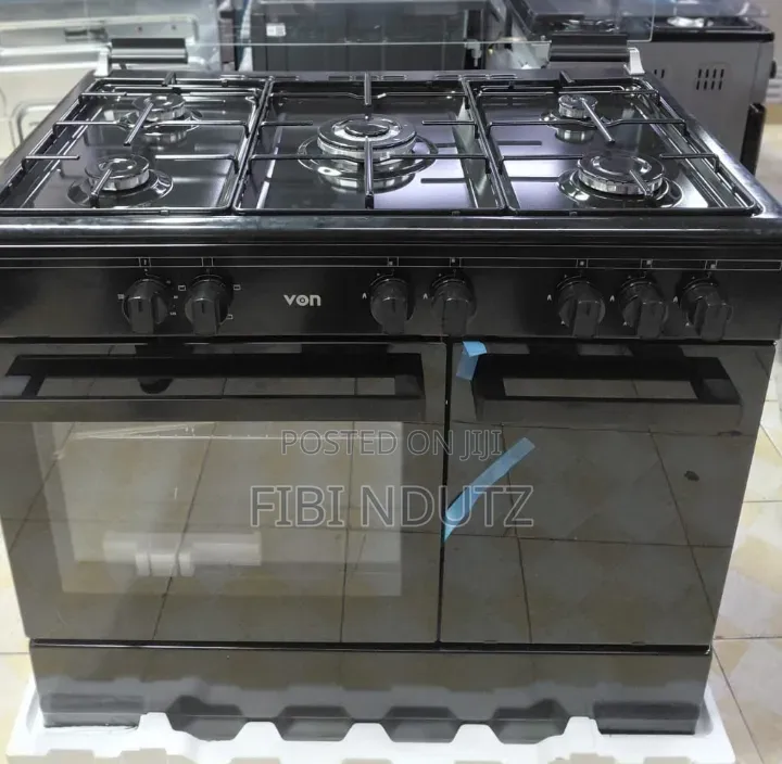 60*90 Von Freestanding Cooker–5 Gas Burners, Enamel Pan Support