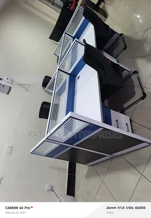 Imported Modern Four 4 Way Workstation White-Blue