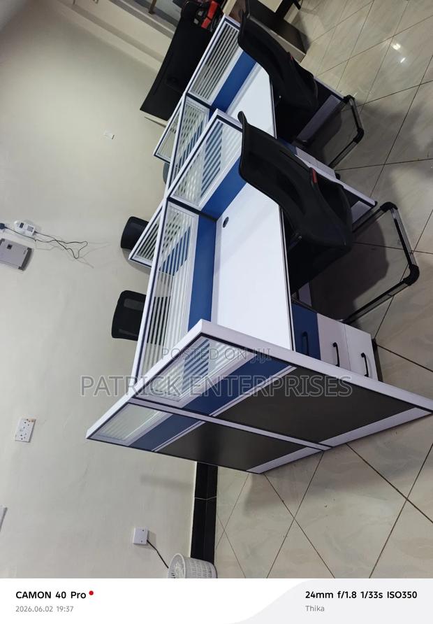 Imported Modern Four 4 Way Workstation White-Blue - thumbnail 2