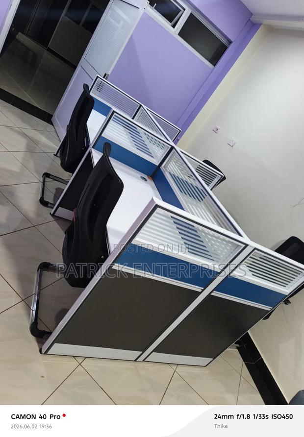 Imported Modern Four 4 Way Workstation White-Blue