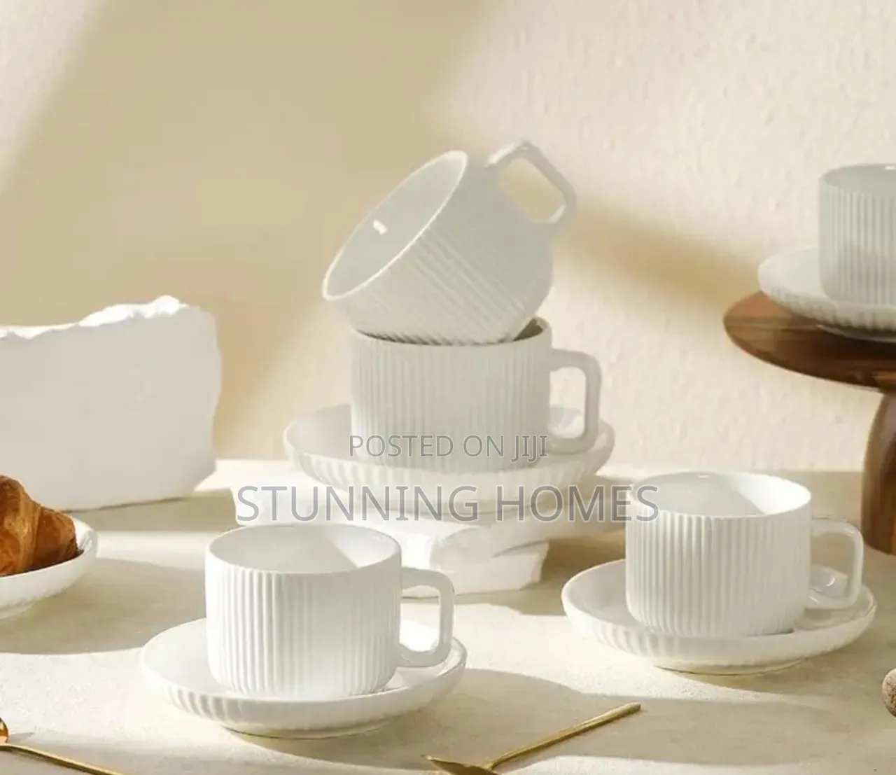 European Stripped Cups and Saucers