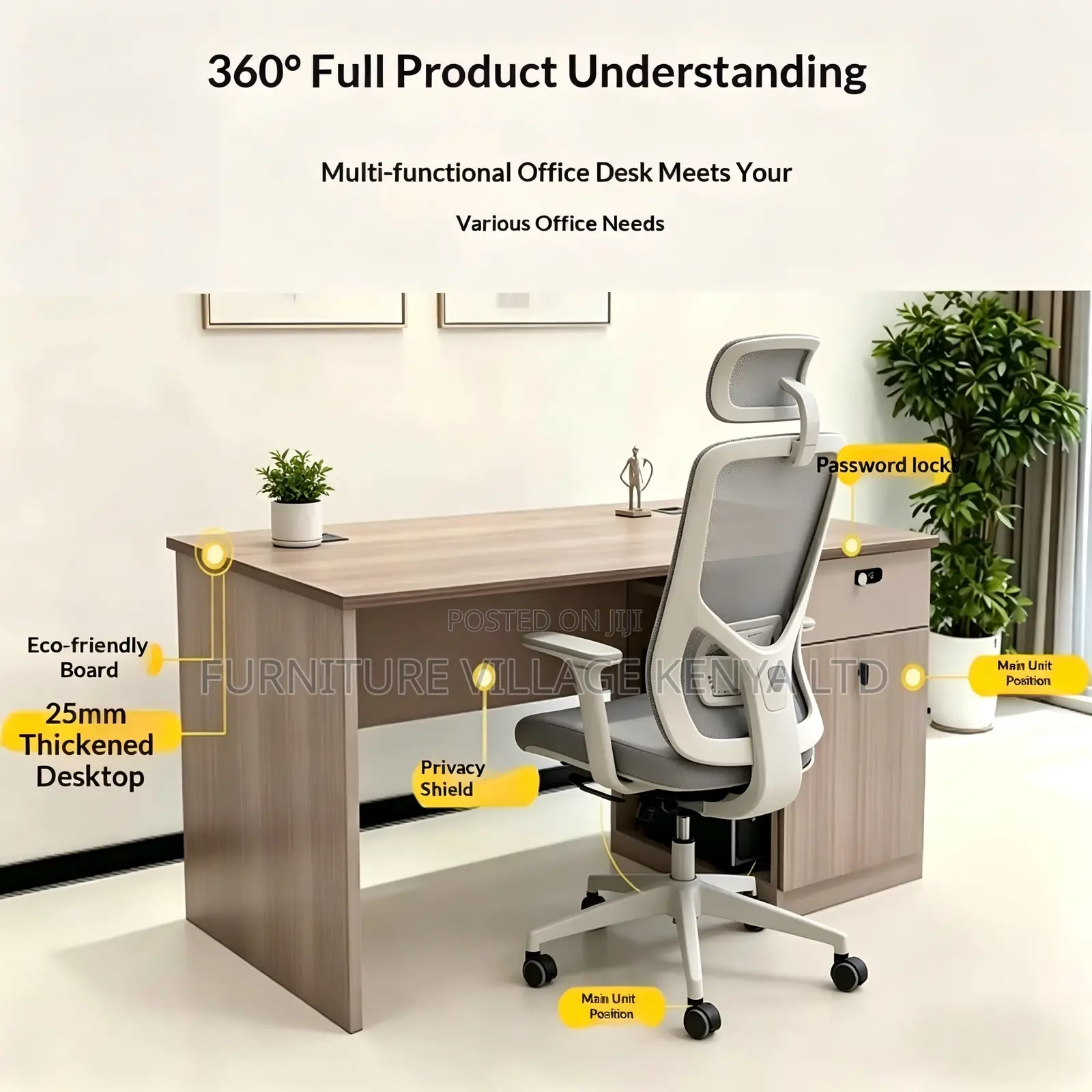 1.2m Office Desk With Drawers