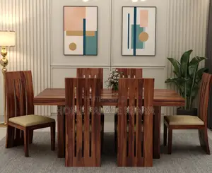 Dining Set: Mahogany Premium Wooden Dining Table Set With 6 Chairs