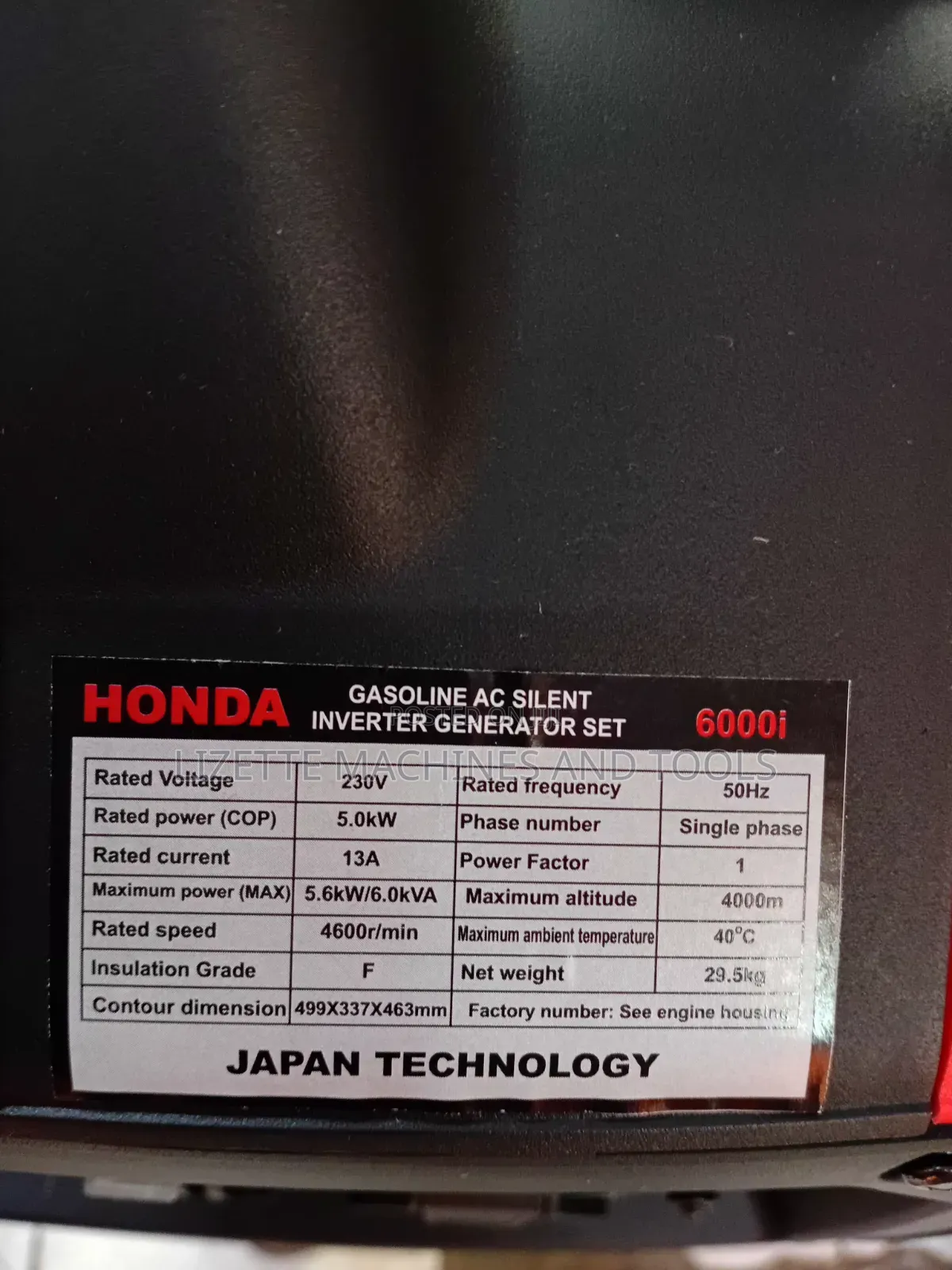 Honda 6kva Petrol Silent Inverter Generator 6000i