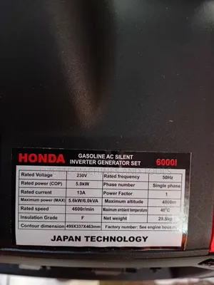 Honda 6kva Petrol Silent Inverter Generator 6000i