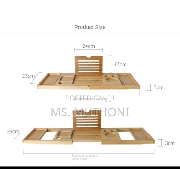 Luxe Expandable Bamboo Bathtub Caddy Tray - thumbnail 2
